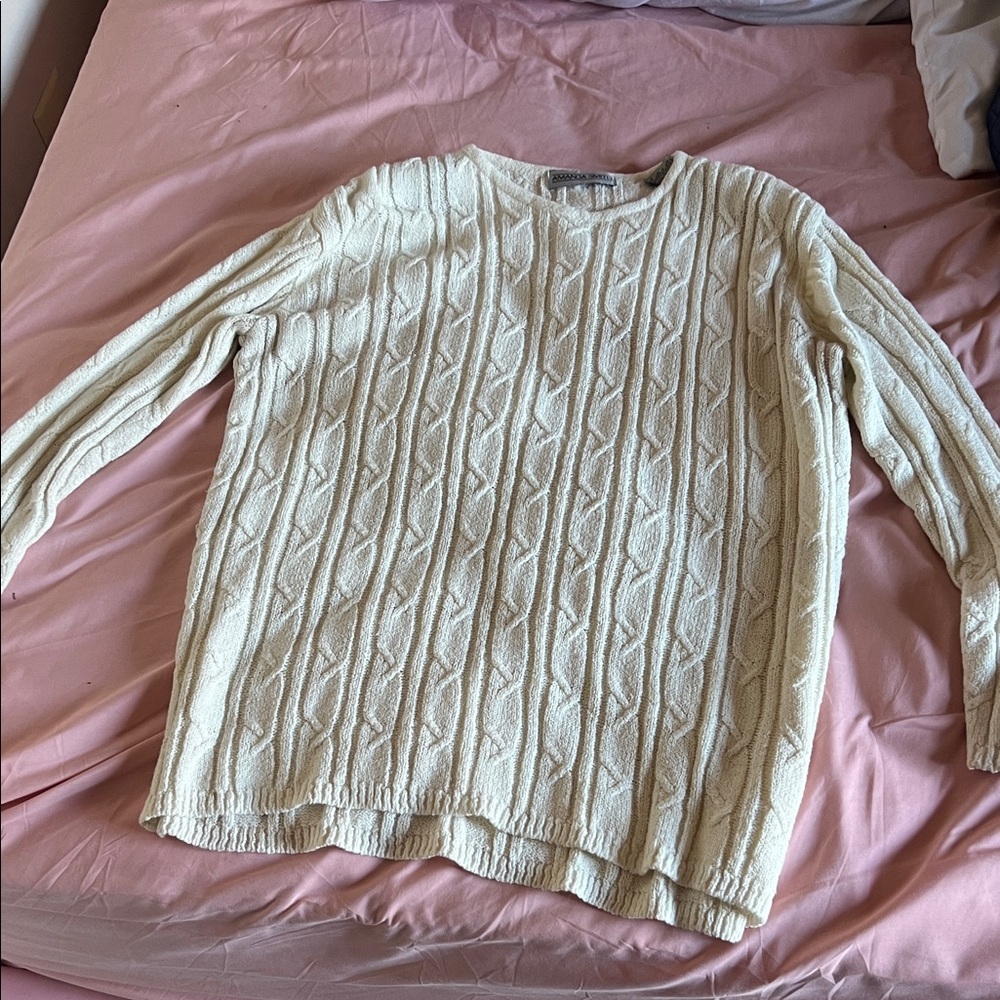 Amanda Smith Ivory Cable Knit Sweater